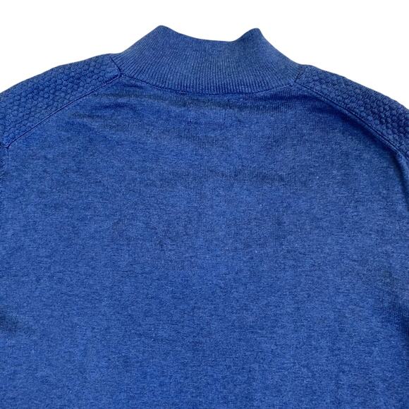 Massimo Dutti Mens Sz M Blue Cotton Cashmere Blend Fine-knit Henley Sweater - Picture 14 of 16